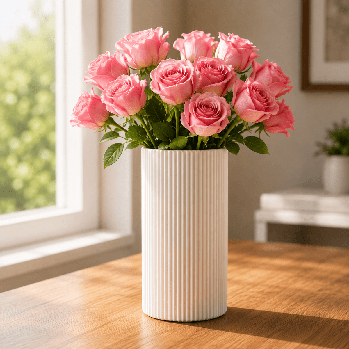 Aura Swirl Vase – Premium Modern Ribbed Flower Vase for Home & Office Decor
