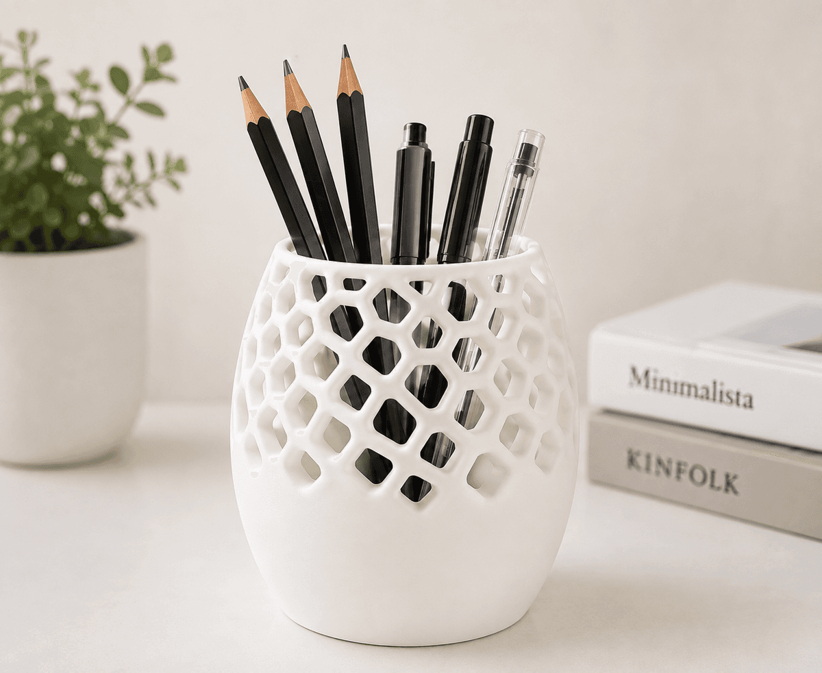 Voronoi Pencil Holder | Modern Desk Organizer for Home & Office